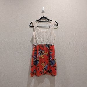 Lace and Floral Flowy Mini Dress